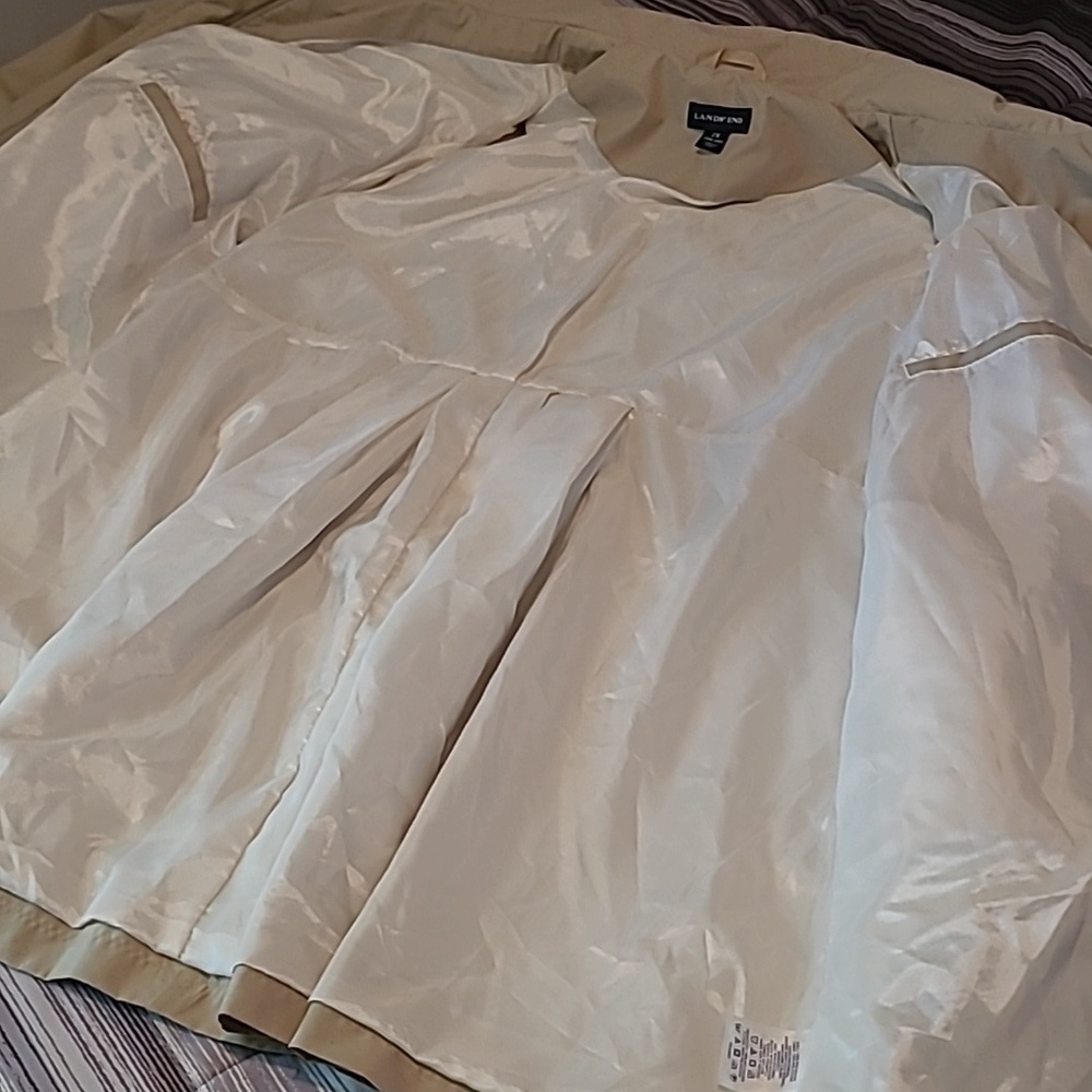Lands End Wmns 2X Trench Rain Coat Khaki Tan Fall Spring Transitional Outdoors - Picture 8 of 15
